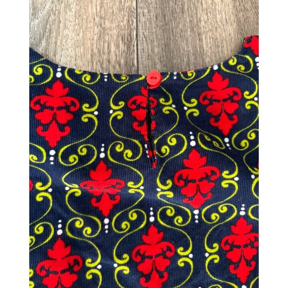 J. KHAKI BIG GIRLS L CORDUROY LONG SLEEVE DRESS PAISLEY NAVY RED YELLOW - Picture 5 of 6